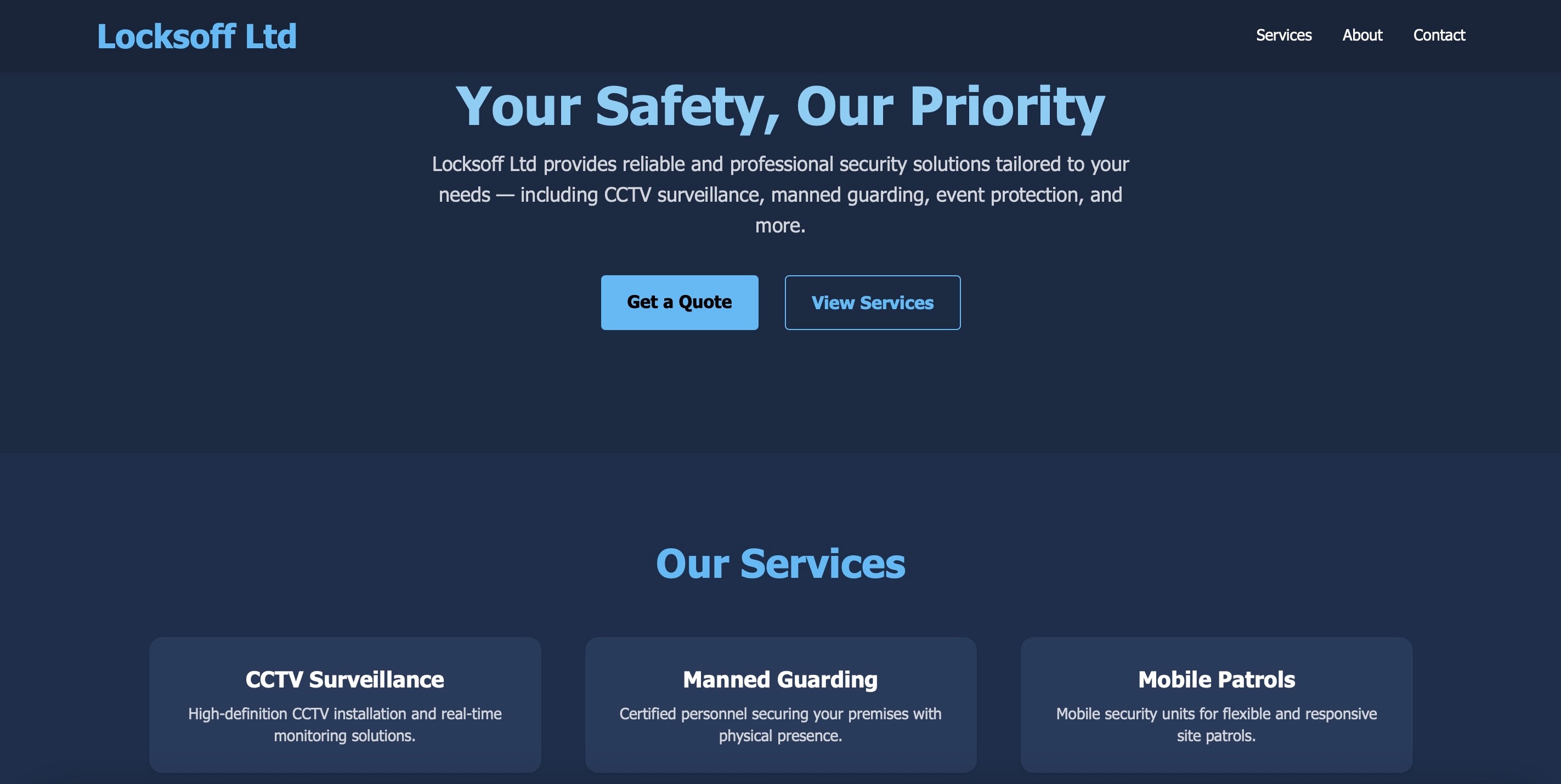 Locksoff Security Website Screenshot